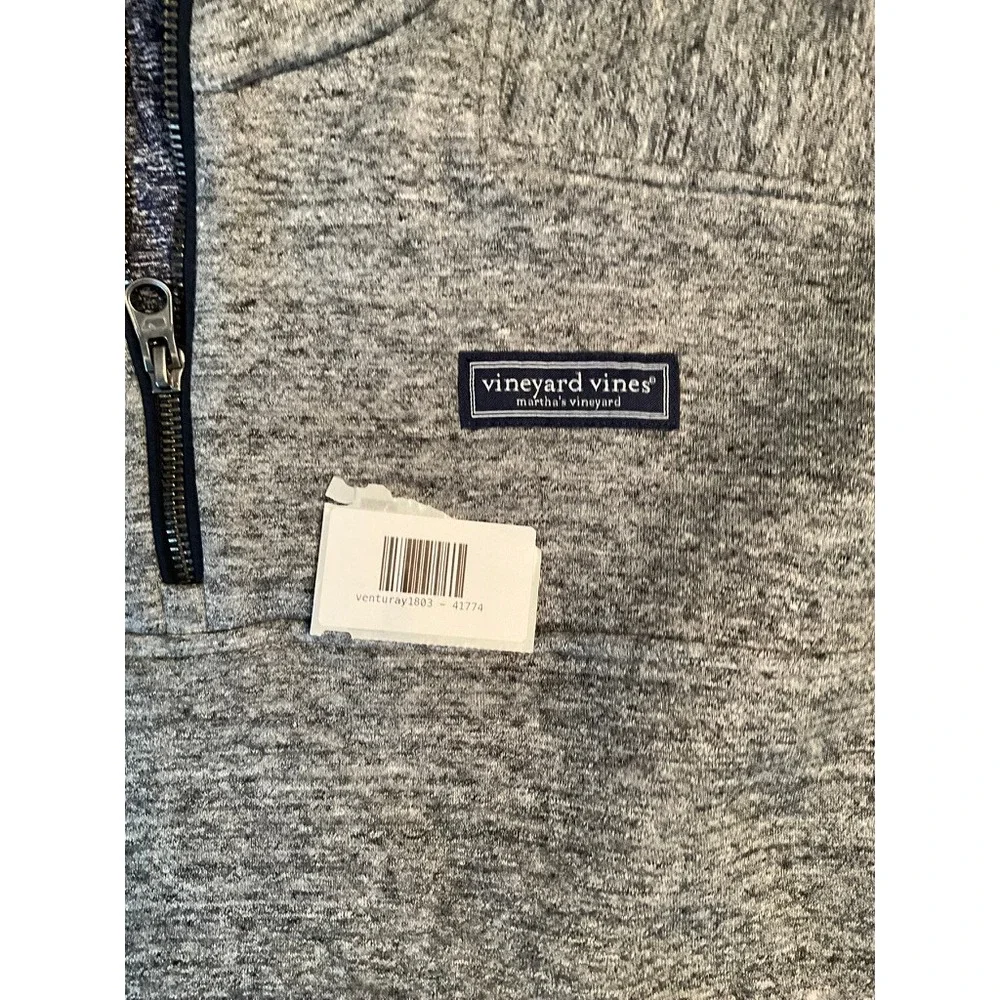 Vineyard Vines Mens Gray Heathered Quarter Zip Pullover Sweater 1K001981 Large